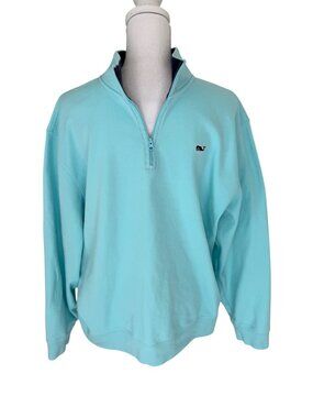 Vineyard Vines 1/4 Zip Mens Size XL Aqua Blue Cotton Long Sleeve